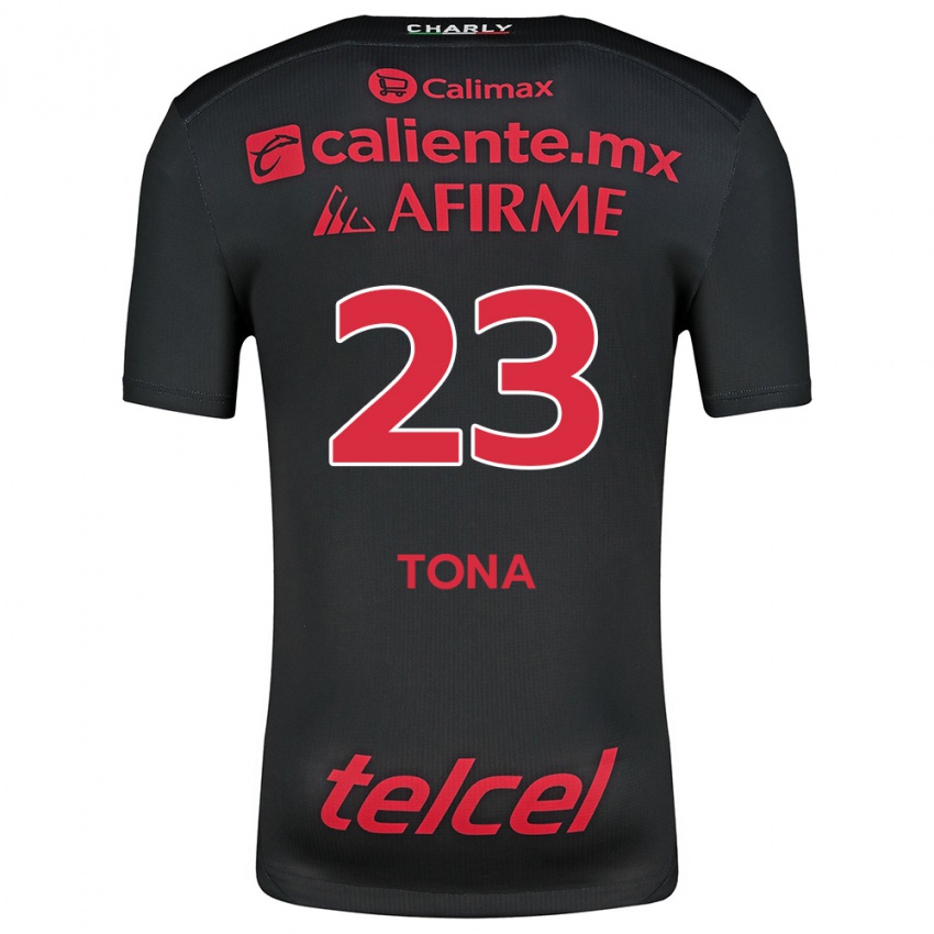 Homme Maillot Iván Tona #23 Noir Rouge Tenues Domicile 2024/25 T-Shirt Suisse