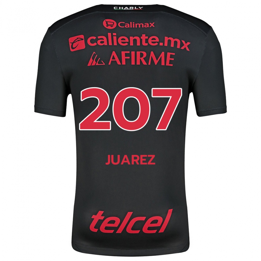 Homme Maillot José Juárez #207 Noir Rouge Tenues Domicile 2024/25 T-Shirt Suisse