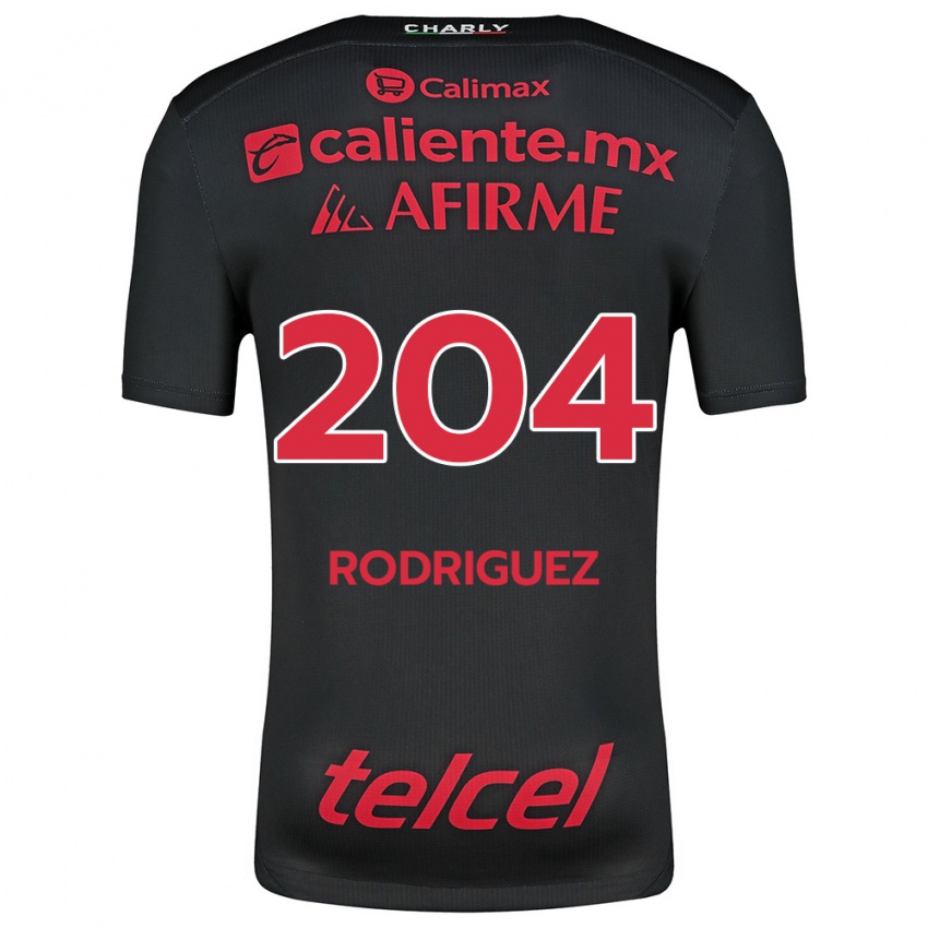 Homme Maillot Jesús Rodríguez #204 Noir Rouge Tenues Domicile 2024/25 T-Shirt Suisse