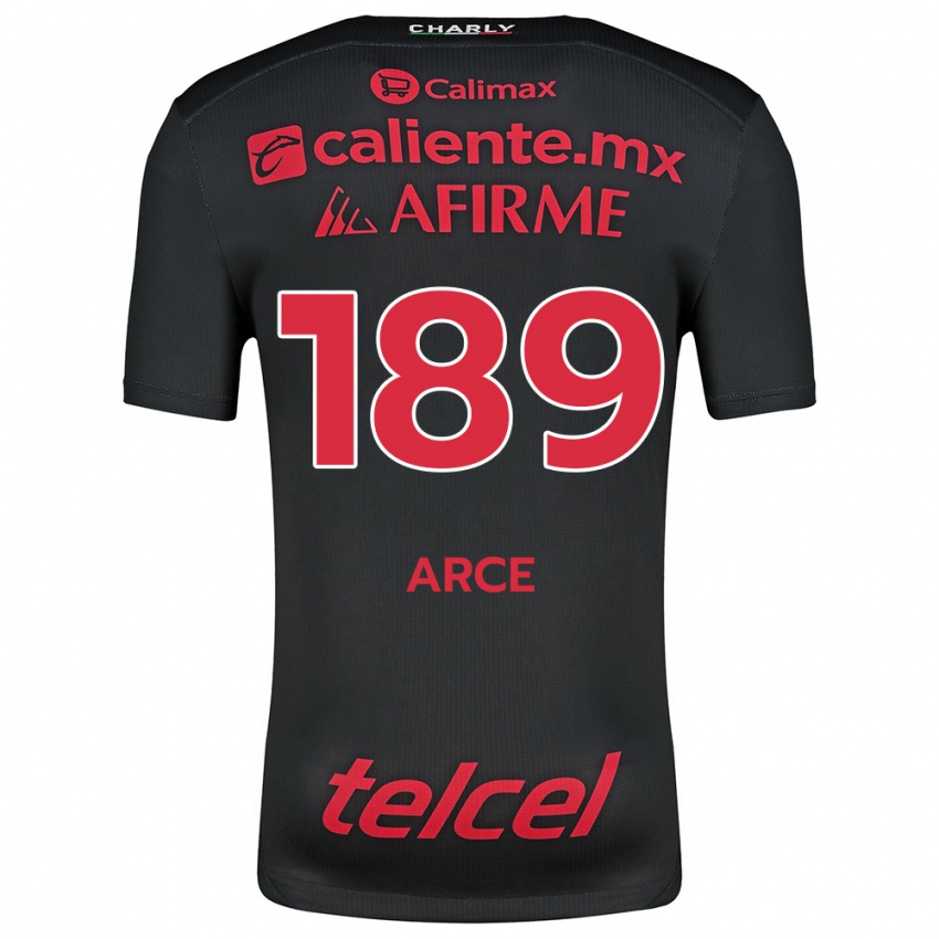 Homme Maillot Diego Arce #189 Noir Rouge Tenues Domicile 2024/25 T-Shirt Suisse