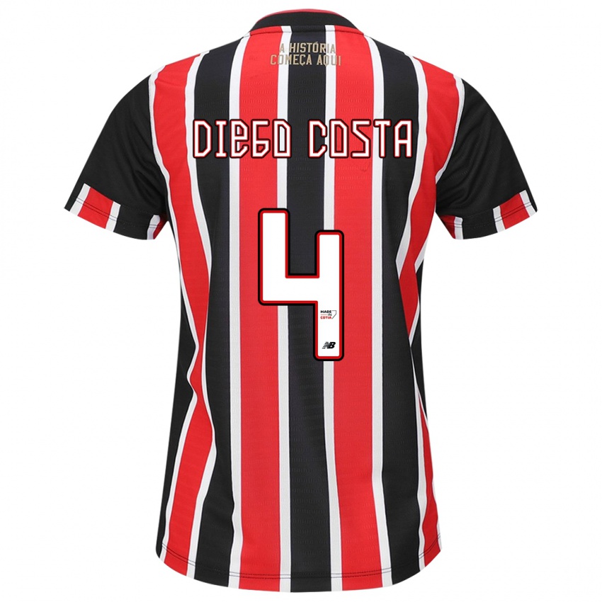 Homme Maillot Diego Costa #4 Noir Rouge Blanc Tenues Extérieur 2024/25 T-Shirt Suisse