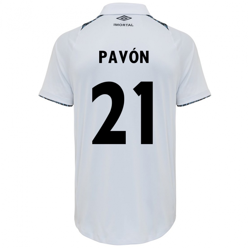 Homme Maillot Cristian Pavon #21 Blanc Bleu Tenues Extérieur 2024/25 T-Shirt Suisse