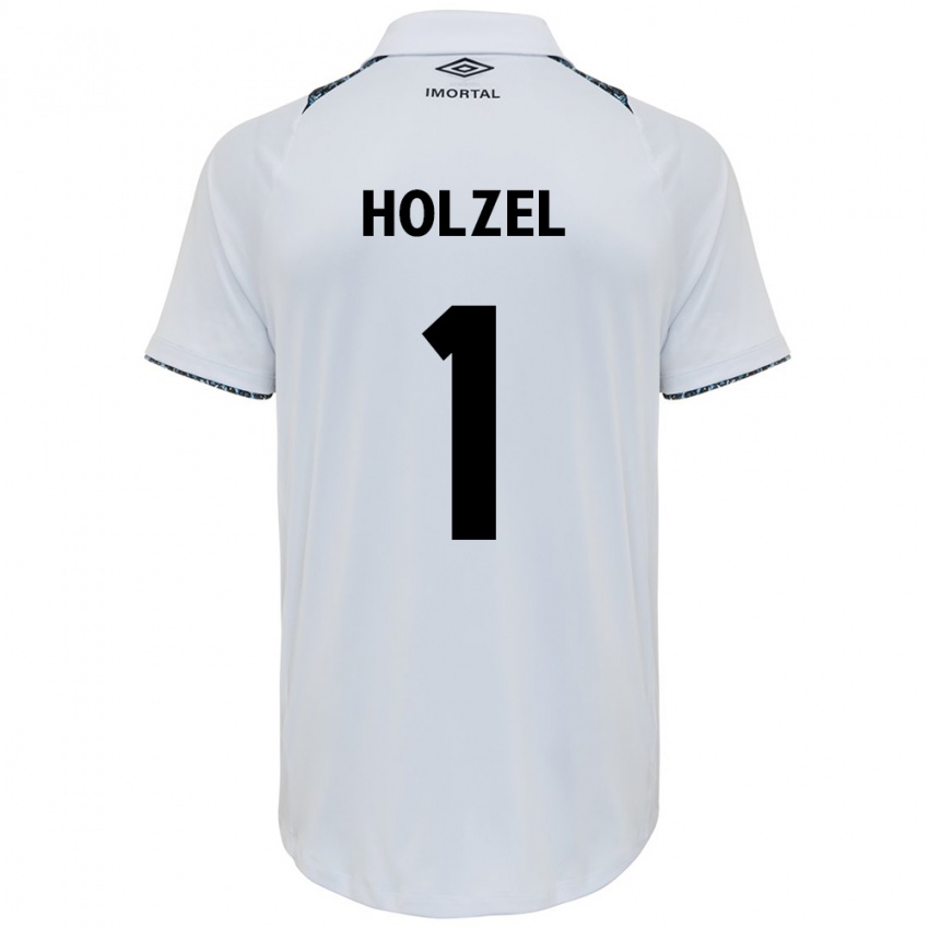 Homme Maillot Vivi Holzel #1 Blanc Bleu Tenues Extérieur 2024/25 T-Shirt Suisse