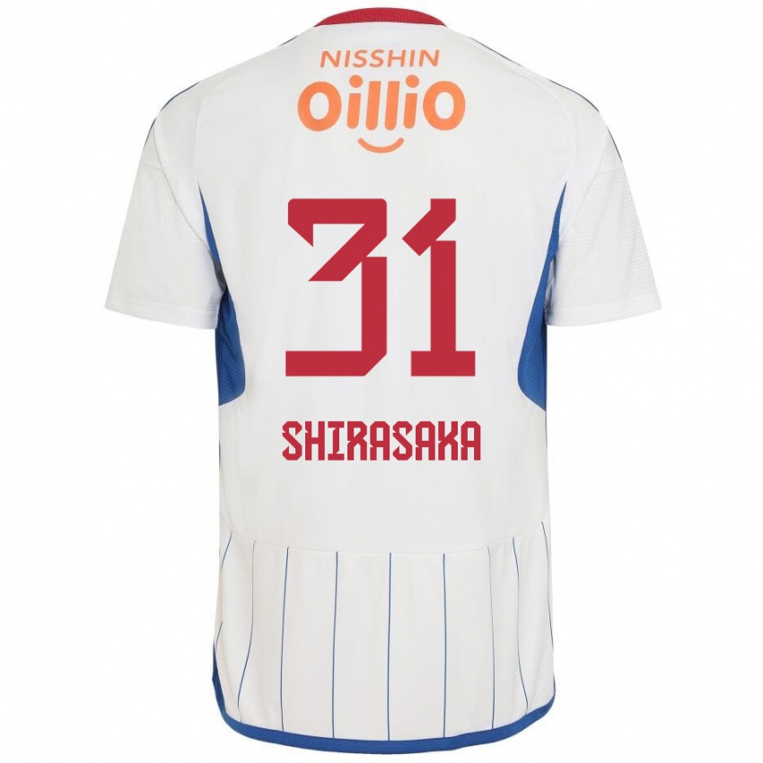 Herren Fuma Shirasaka #31 Weiß Blau Rot Auswärtstrikot Trikot 2024/25 T-Shirt Schweiz