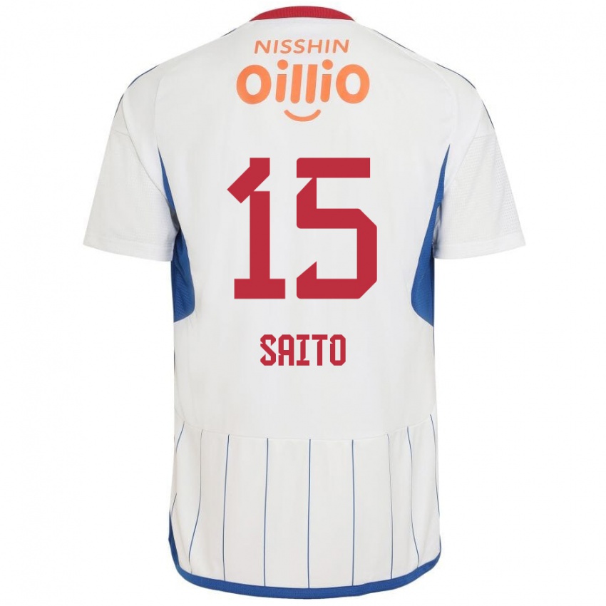 Herren Haru Saito #15 Weiß Blau Rot Auswärtstrikot Trikot 2024/25 T-Shirt Schweiz