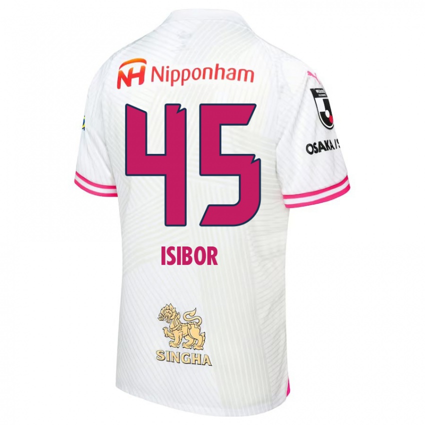 Homme Maillot Ken Isibor #45 Blanc Rose Tenues Extérieur 2024/25 T-Shirt Suisse