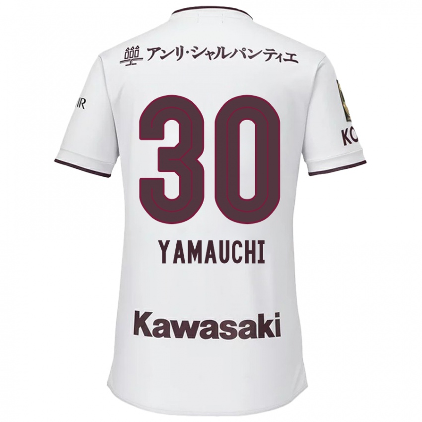 Homme Maillot Kakeru Yamauchi #30 Blanc Rouge Tenues Extérieur 2024/25 T-Shirt Suisse