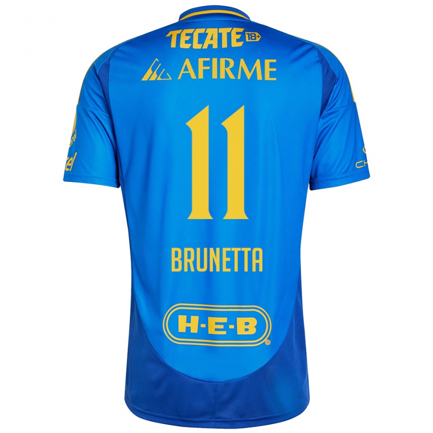 Herren Juan Brunetta #11 Blau Gelb Auswärtstrikot Trikot 2024/25 T-Shirt Schweiz