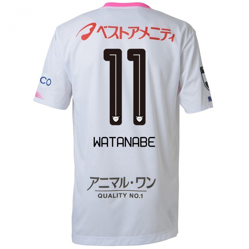 Herren Shion Watanabe #11 Weiß Blau Rosa Auswärtstrikot Trikot 2024/25 T-Shirt Schweiz