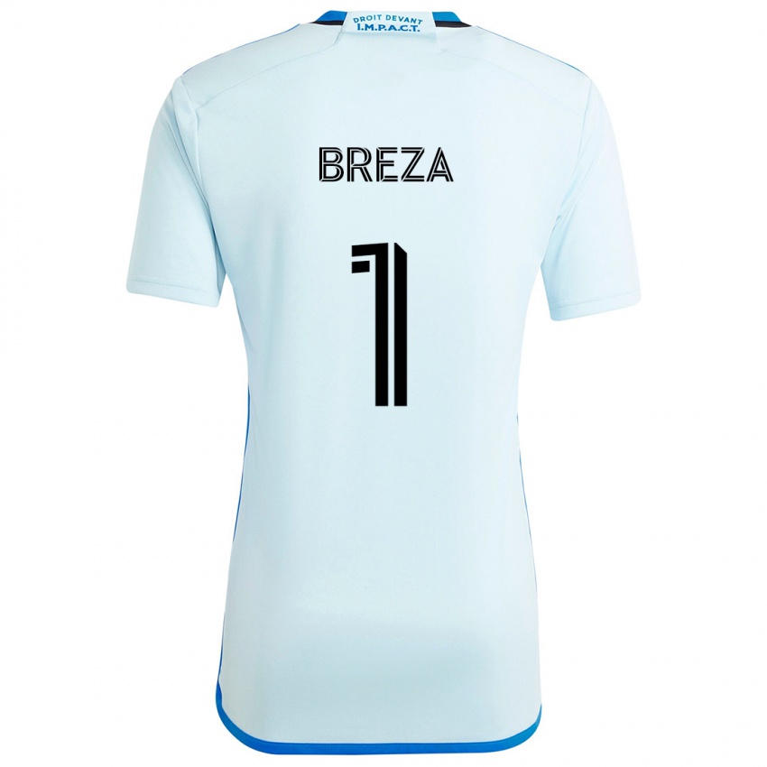 Herren Sebastian Breza #1 Eisblau Auswärtstrikot Trikot 2024/25 T-Shirt Schweiz