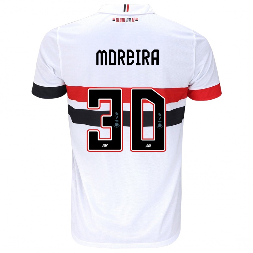 Femme Maillot João Moreira #30 Blanc Rouge Noir Tenues Domicile 2024/25 T-Shirt Suisse