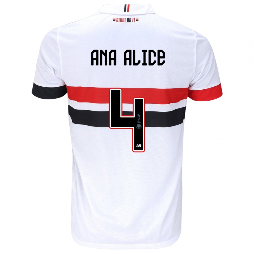 Femme Maillot Ana Alice Luciano Da Silva #4 Blanc Rouge Noir Tenues Domicile 2024/25 T-Shirt Suisse