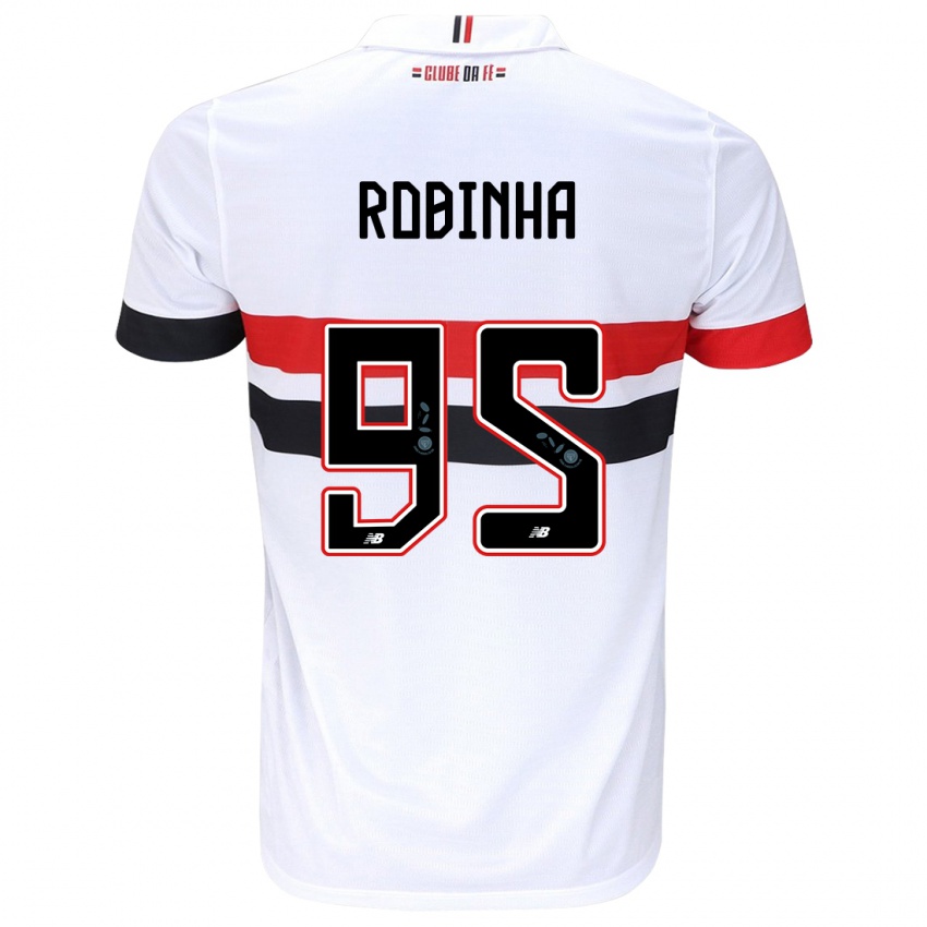 Femme Maillot Robinha #95 Blanc Rouge Noir Tenues Domicile 2024/25 T-Shirt Suisse