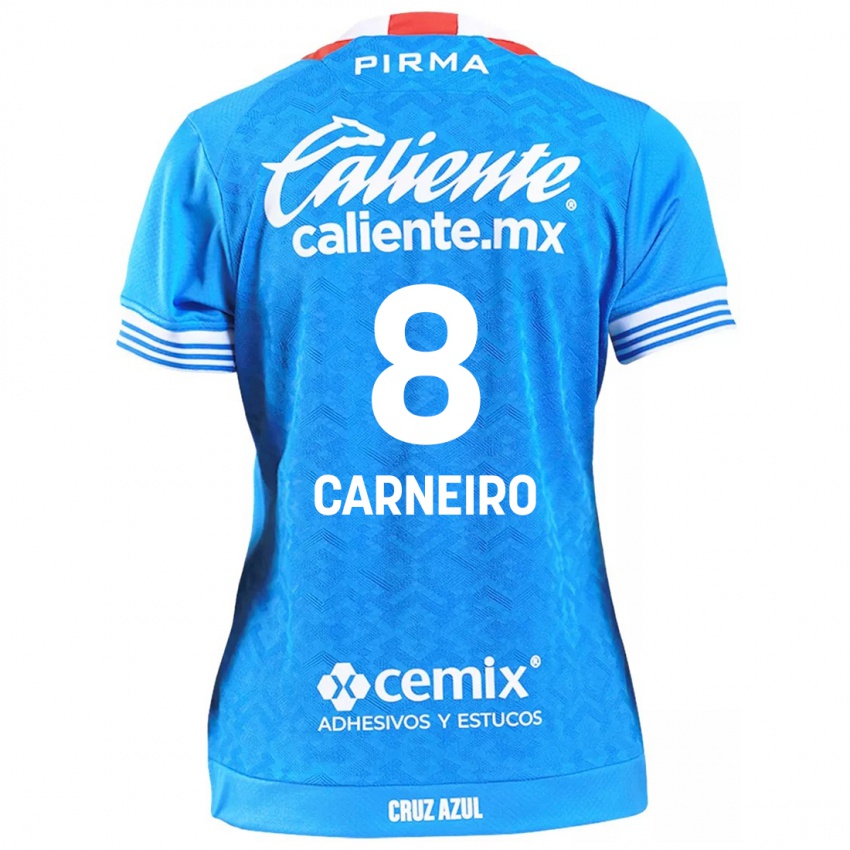 Femme Maillot Gonzalo Carneiro #8 Bleu Ciel Tenues Domicile 2024/25 T-Shirt Suisse