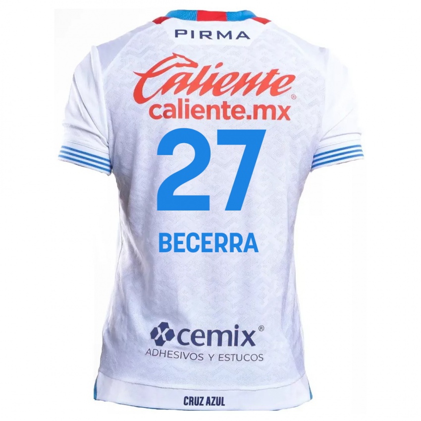 Femme Maillot Ana Becerra #27 Blanc Bleu Tenues Extérieur 2024/25 T-Shirt Suisse