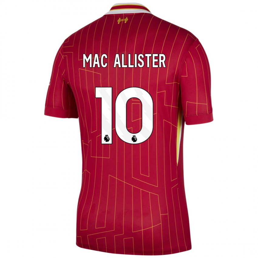 Enfant Maillot Alexis Mac Allister #10 Rouge Jaune Blanc Tenues Domicile 2024/25 T-Shirt Suisse