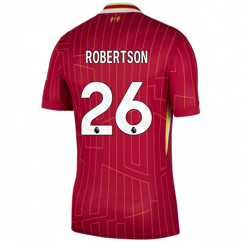 Enfant Maillot Andrew Robertson #26 Rouge Jaune Blanc Tenues Domicile 2024/25 T-Shirt Suisse