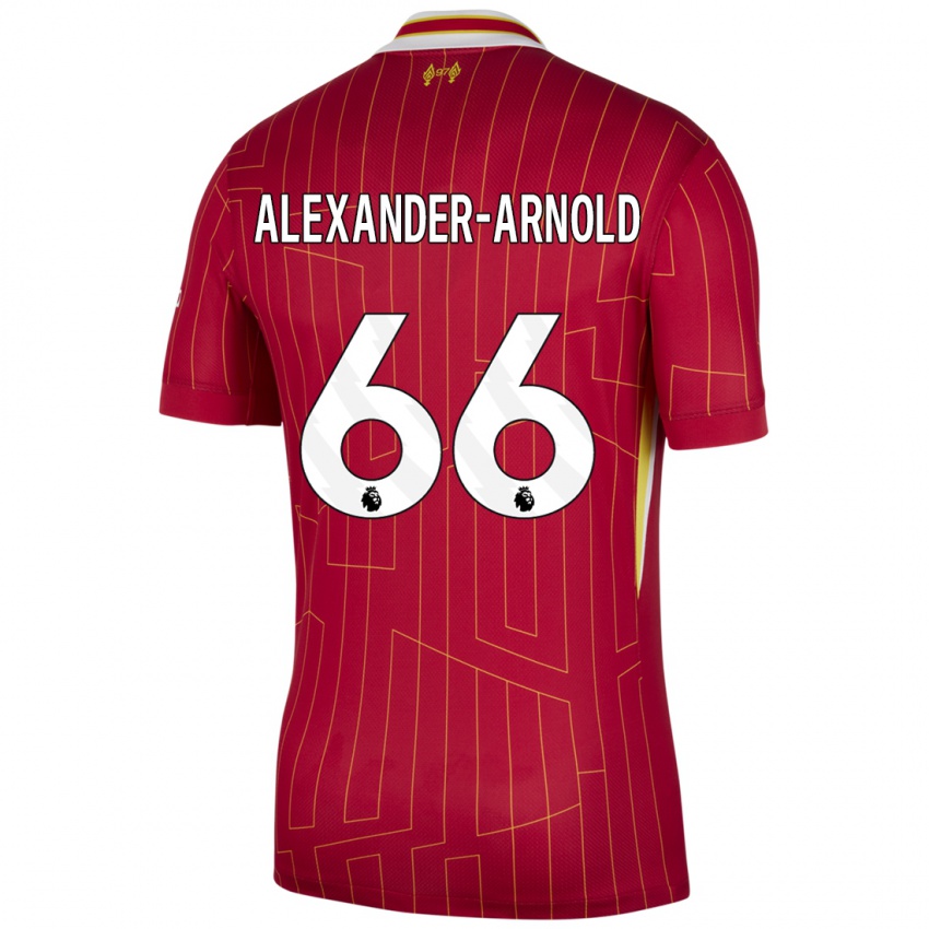 Enfant Maillot Trent Alexander-Arnold #66 Rouge Jaune Blanc Tenues Domicile 2024/25 T-Shirt Suisse