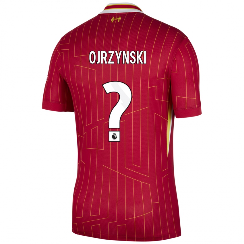 Kinder Jakub Ojrzynski #0 Rot Gelb Weiß Heimtrikot Trikot 2024/25 T-Shirt Schweiz