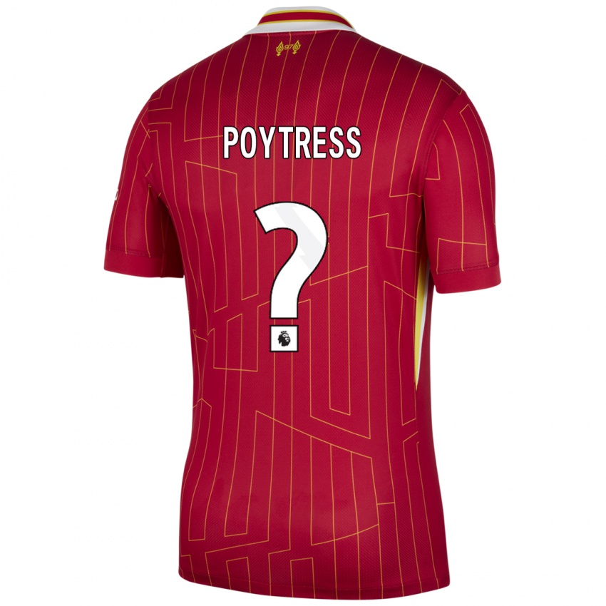 Enfant Maillot Jacob Poytress #0 Rouge Jaune Blanc Tenues Domicile 2024/25 T-Shirt Suisse