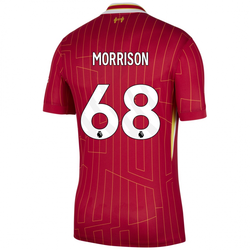 Enfant Maillot Kieran Morrison #68 Rouge Jaune Blanc Tenues Domicile 2024/25 T-Shirt Suisse