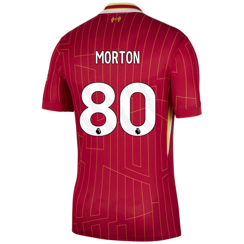 Enfant Maillot Tyler Morton #80 Rouge Jaune Blanc Tenues Domicile 2024/25 T-Shirt Suisse