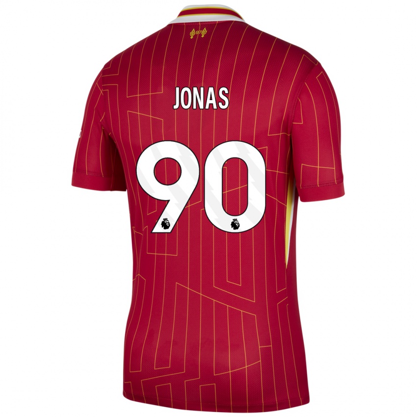 Kinder Lee Jonas #90 Rot Gelb Weiß Heimtrikot Trikot 2024/25 T-Shirt Schweiz