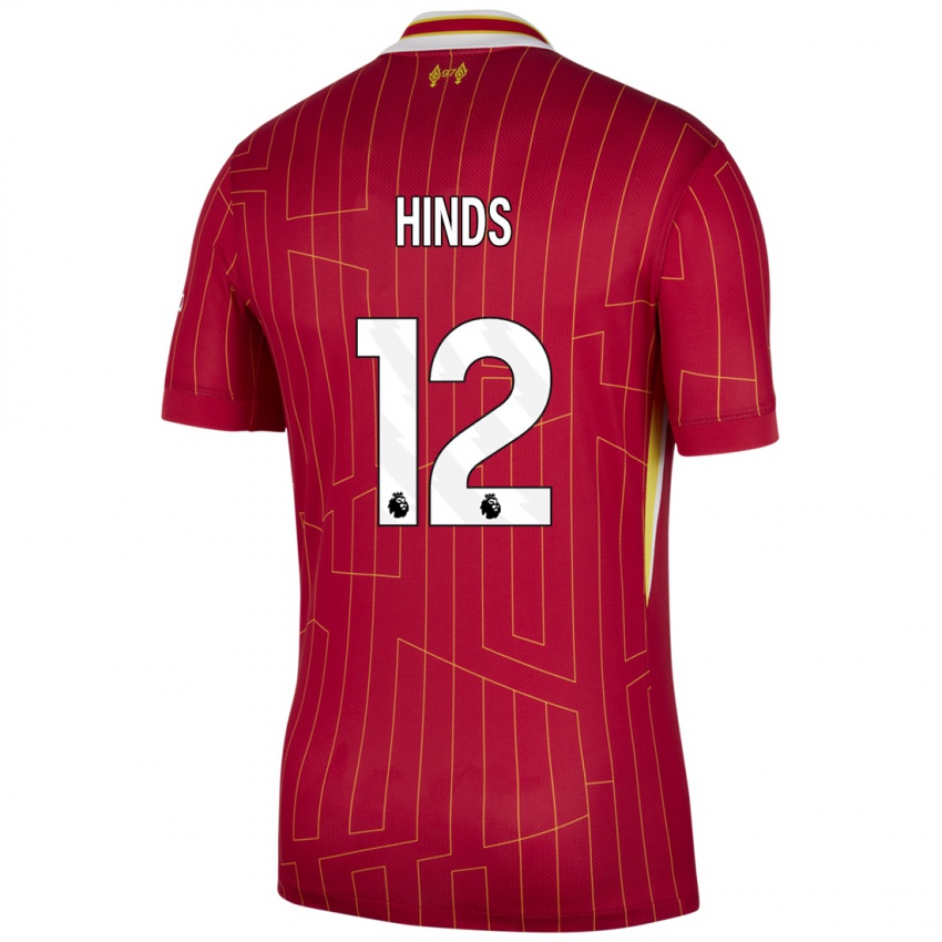 Enfant Maillot Taylor Hinds #12 Rouge Jaune Blanc Tenues Domicile 2024/25 T-Shirt Suisse