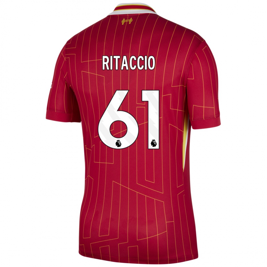 Enfant Maillot Matteo Ritaccio #61 Rouge Jaune Blanc Tenues Domicile 2024/25 T-Shirt Suisse