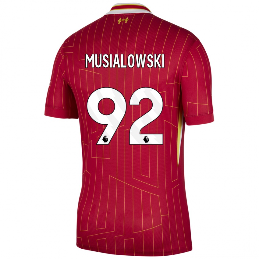 Enfant Maillot Mateusz Musialowski #92 Rouge Jaune Blanc Tenues Domicile 2024/25 T-Shirt Suisse