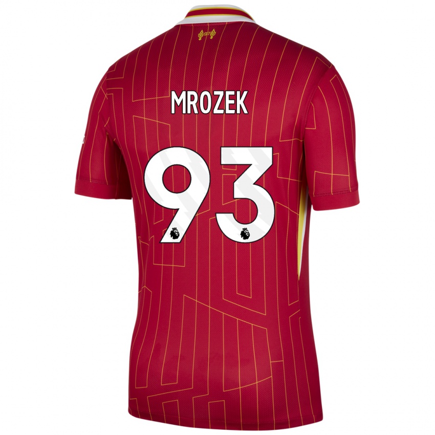 Kinder Fabian Mrozek #93 Rot Gelb Weiß Heimtrikot Trikot 2024/25 T-Shirt Schweiz