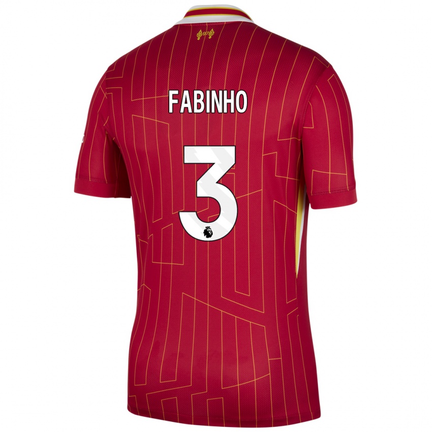 Kinder Fabinho #3 Rot Gelb Weiß Heimtrikot Trikot 2024/25 T-Shirt Schweiz