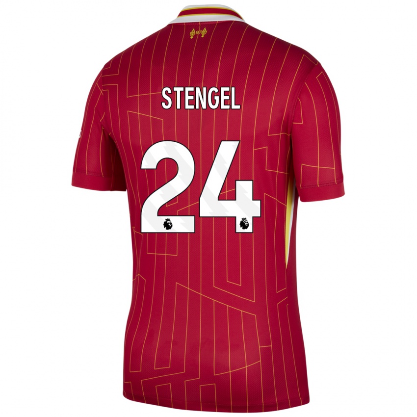 Kinder Katie Stengel #24 Rot Gelb Weiß Heimtrikot Trikot 2024/25 T-Shirt Schweiz