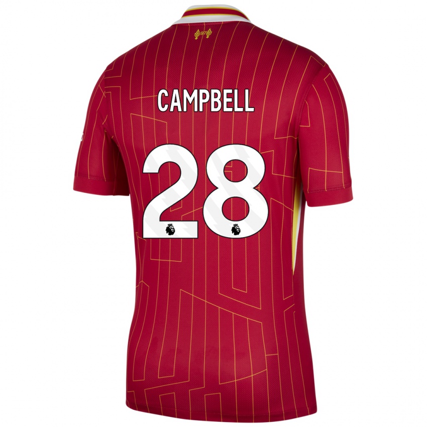 Kinder Megan Campbell #28 Rot Gelb Weiß Heimtrikot Trikot 2024/25 T-Shirt Schweiz