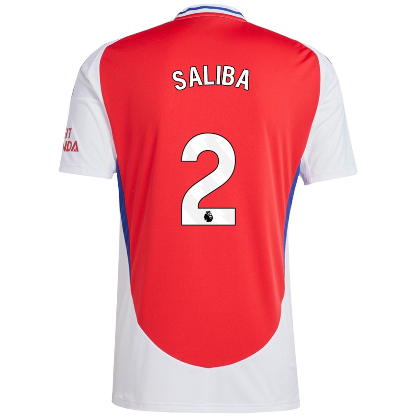 Enfant Maillot William Saliba #2 Rouge Blanc Tenues Domicile 2024/25 T-Shirt Suisse