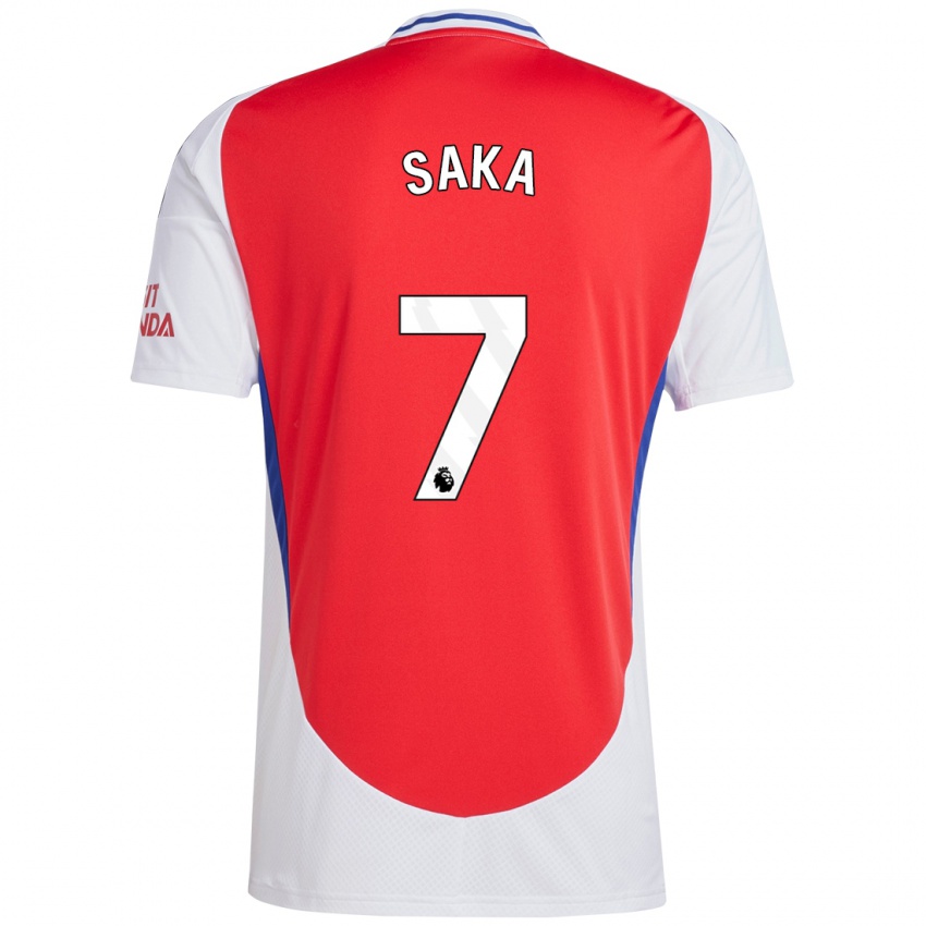 Enfant Maillot Bukayo Saka #7 Rouge Blanc Tenues Domicile 2024/25 T-Shirt Suisse