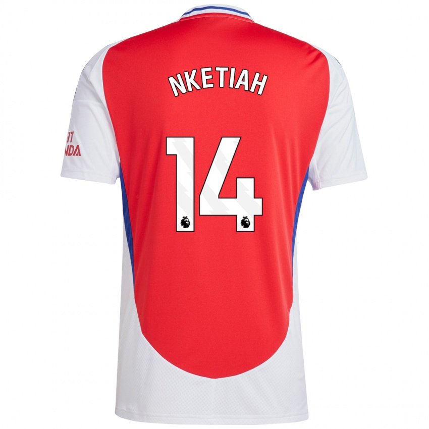 Enfant Maillot Eddie Nketiah #14 Rouge Blanc Tenues Domicile 2024/25 T-Shirt Suisse