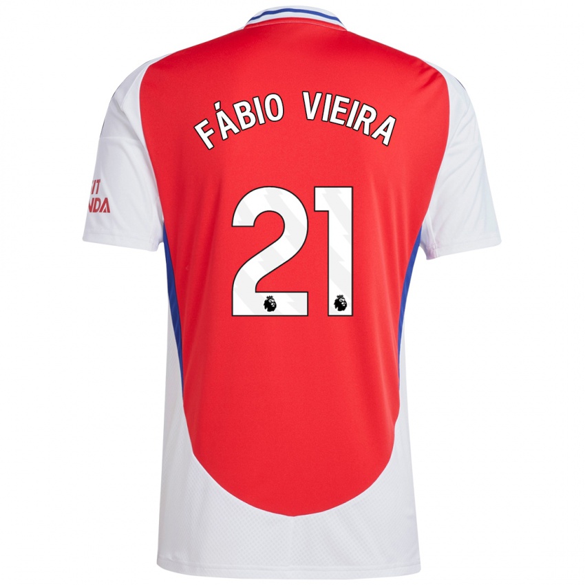 Enfant Maillot Fabio Vieira #21 Rouge Blanc Tenues Domicile 2024/25 T-Shirt Suisse