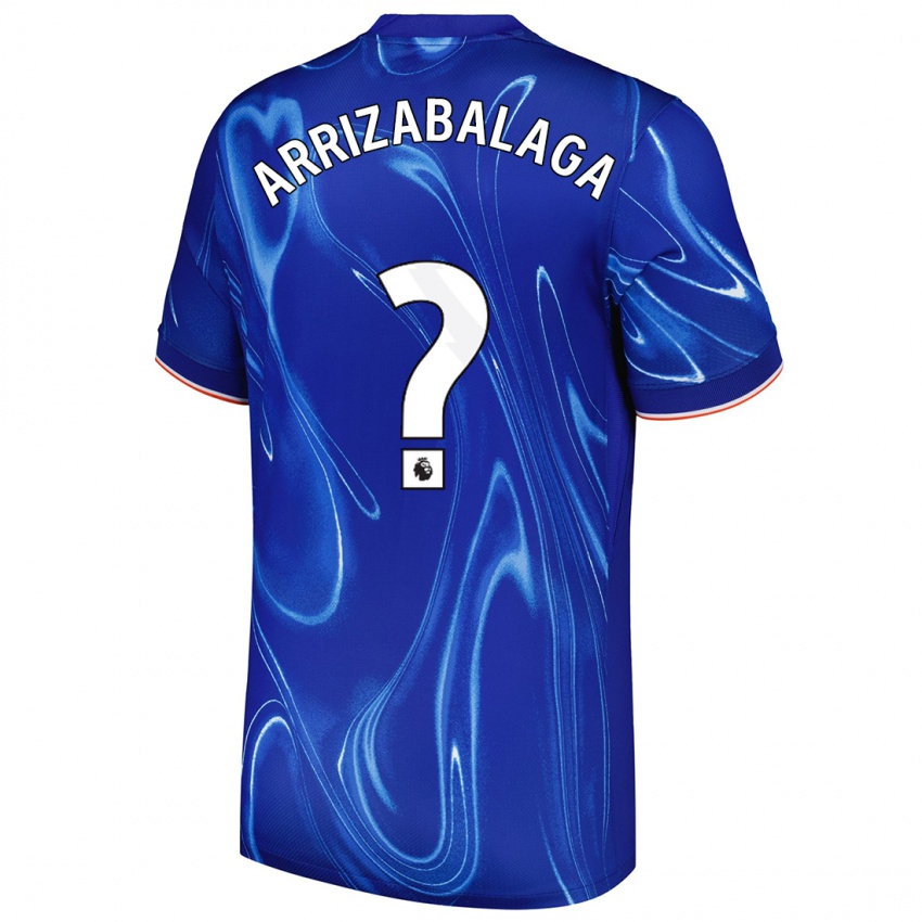 Kinder Kepa Arrizabalaga #0 Blau Weiß Heimtrikot Trikot 2024/25 T-Shirt Schweiz