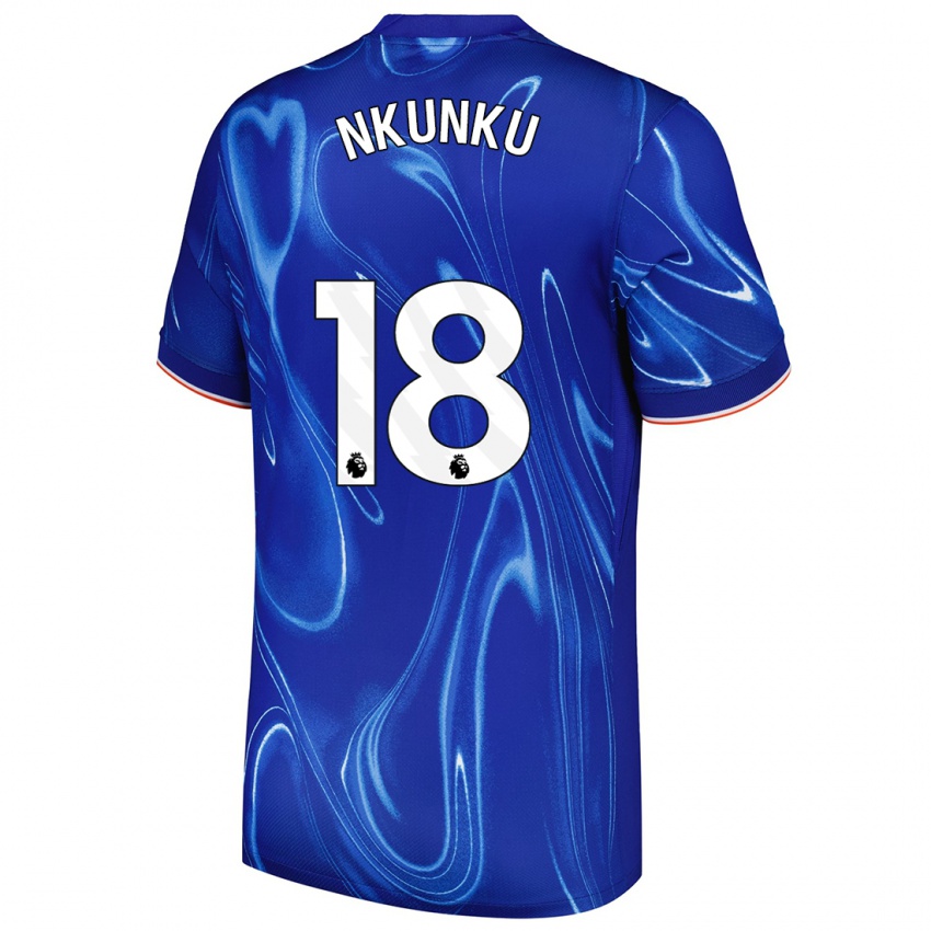 Kinder Christopher Nkunku #18 Blau Weiß Heimtrikot Trikot 2024/25 T-Shirt Schweiz