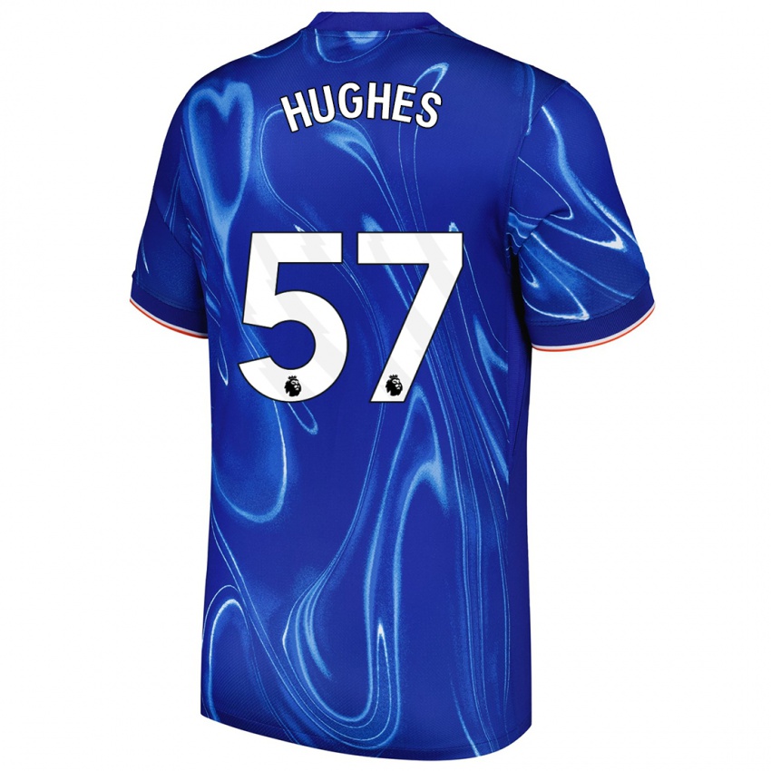 Kinder Brodi Hughes #57 Blau Weiß Heimtrikot Trikot 2024/25 T-Shirt Schweiz