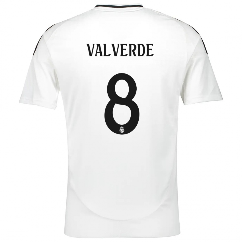 Kinder Federico Valverde #8 Weiß Heimtrikot Trikot 2024/25 T-Shirt Schweiz