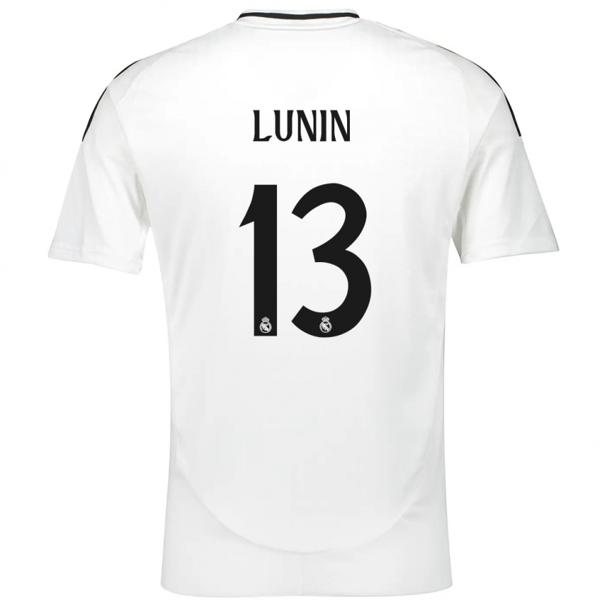 Kinder Andriy Lunin #13 Weiß Heimtrikot Trikot 2024/25 T-Shirt Schweiz