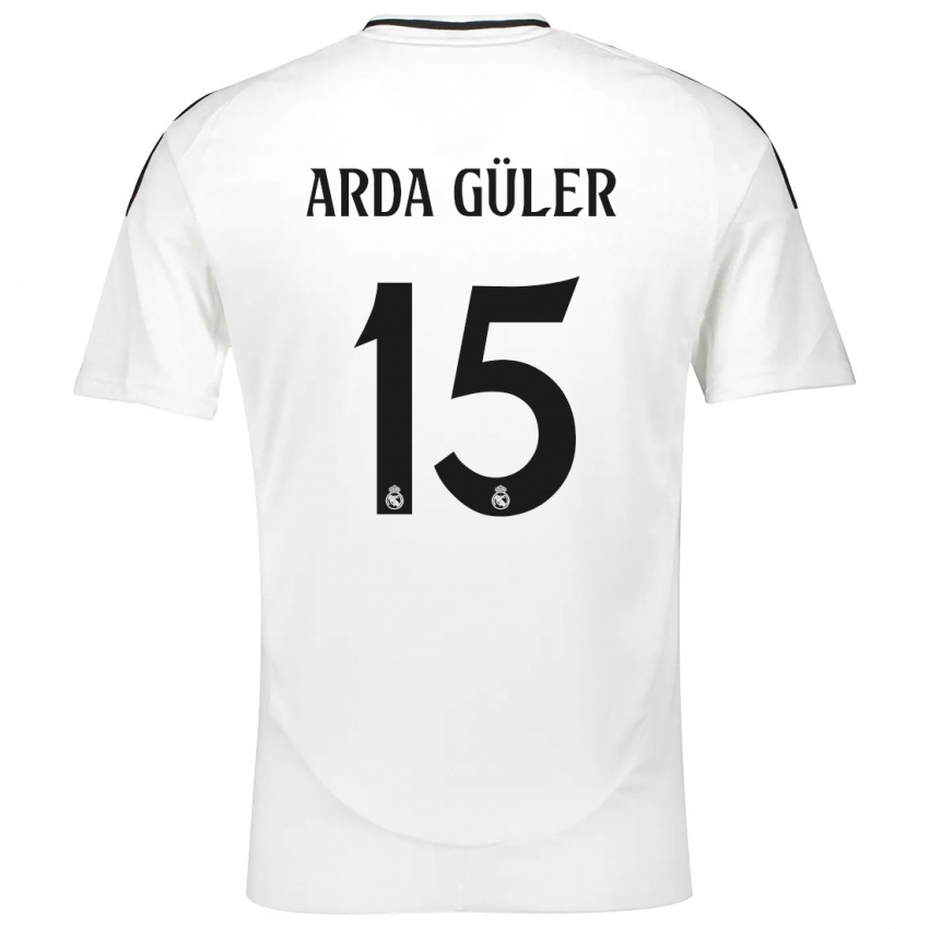 Kinder Arda Güler #15 Weiß Heimtrikot Trikot 2024/25 T-Shirt Schweiz