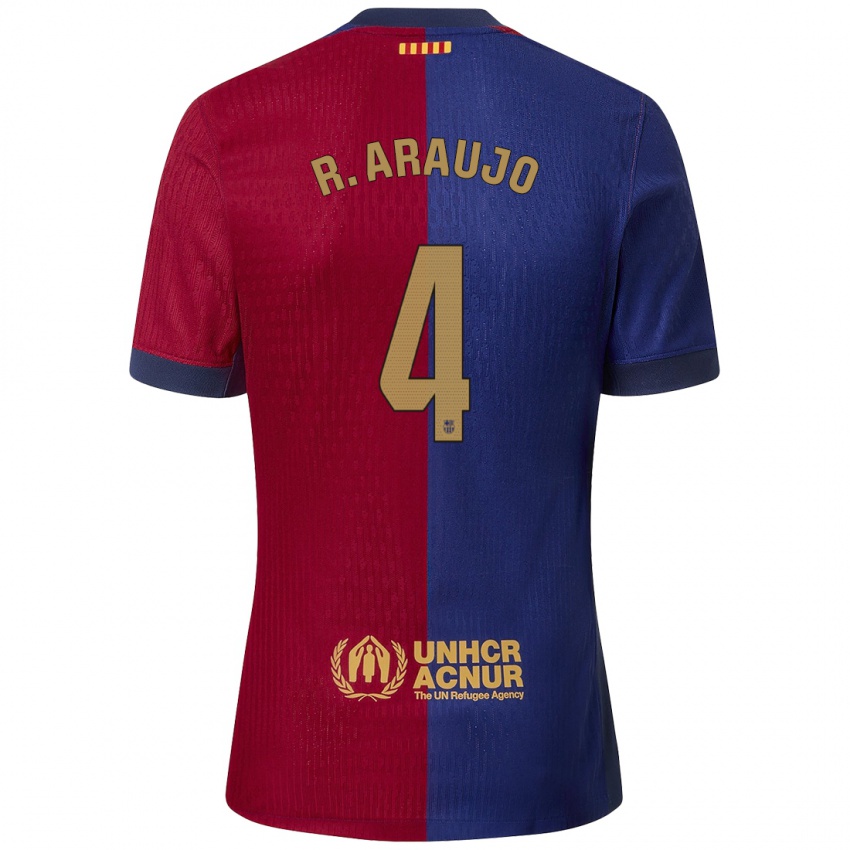 Enfant Maillot Ronald Araujo #4 Bleu Rouge Tenues Domicile 2024/25 T-Shirt Suisse