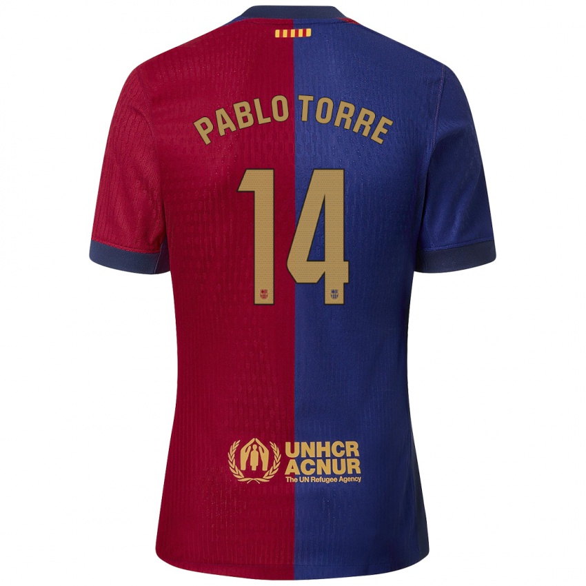 Enfant Maillot Pablo Torre #14 Bleu Rouge Tenues Domicile 2024/25 T-Shirt Suisse