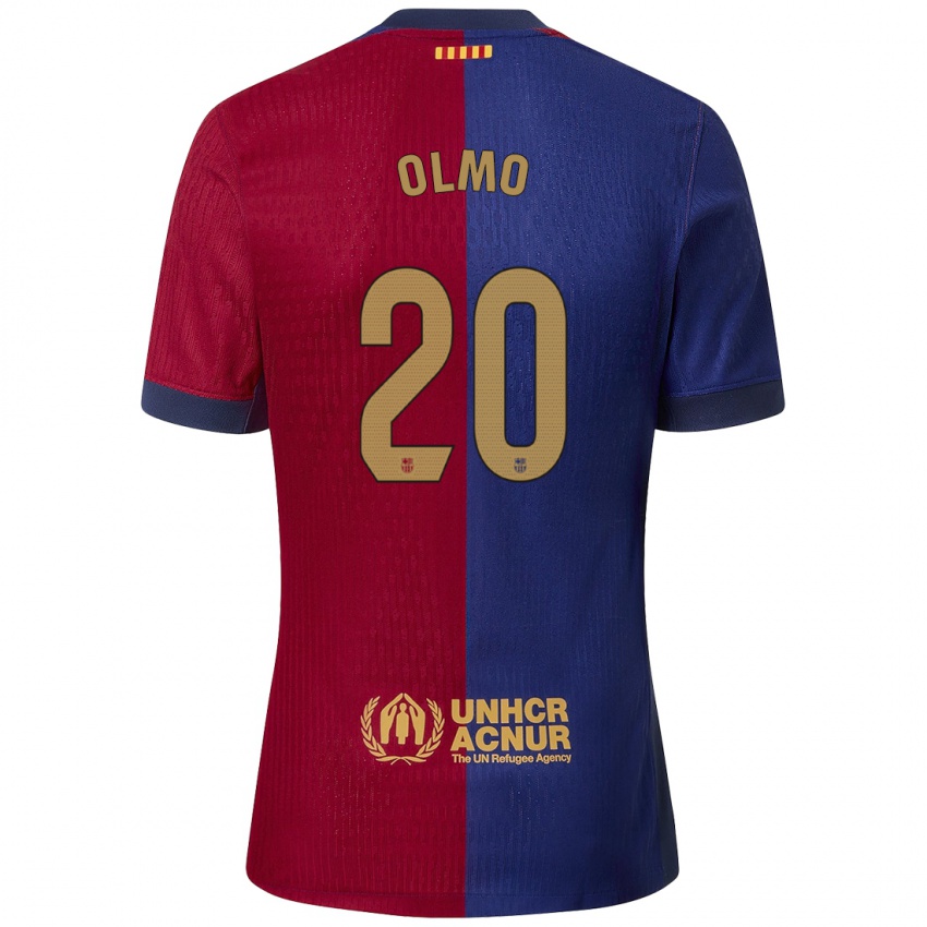 Enfant Maillot Dani Olmo #20 Bleu Rouge Tenues Domicile 2024/25 T-Shirt Suisse