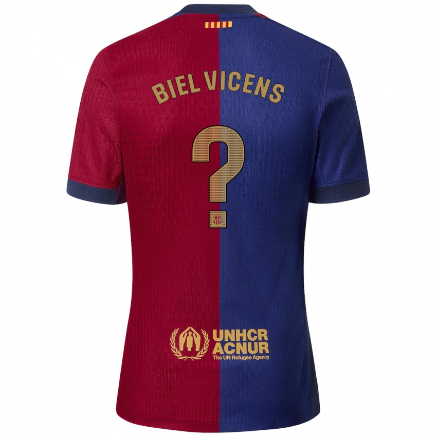 Enfant Maillot Biel Vicens #0 Bleu Rouge Tenues Domicile 2024/25 T-Shirt Suisse