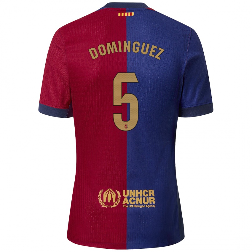 Enfant Maillot Sergi Dominguez #5 Bleu Rouge Tenues Domicile 2024/25 T-Shirt Suisse