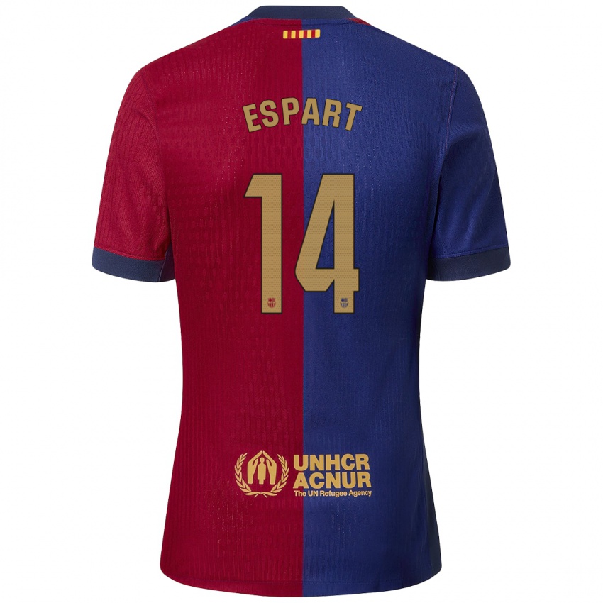 Enfant Maillot Xavi Espart #14 Bleu Rouge Tenues Domicile 2024/25 T-Shirt Suisse